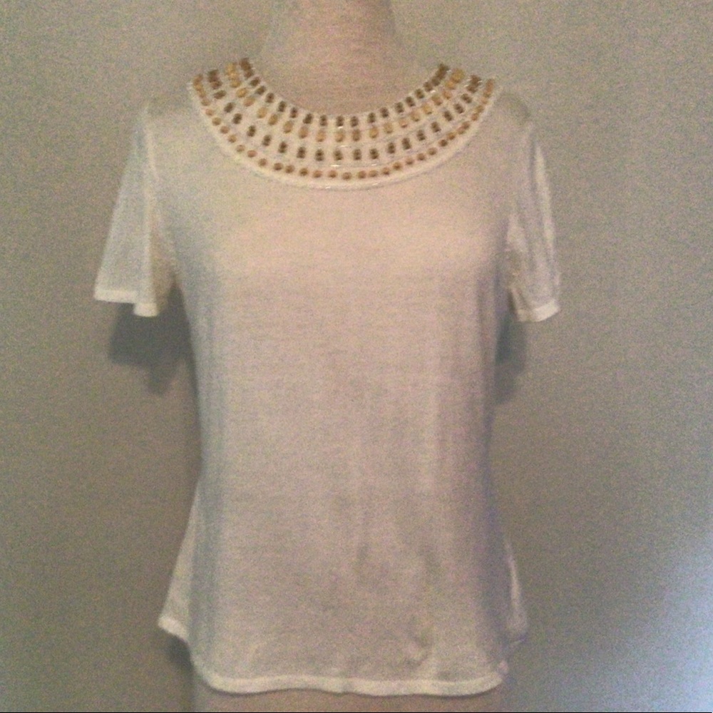 Short sleeve embellished top